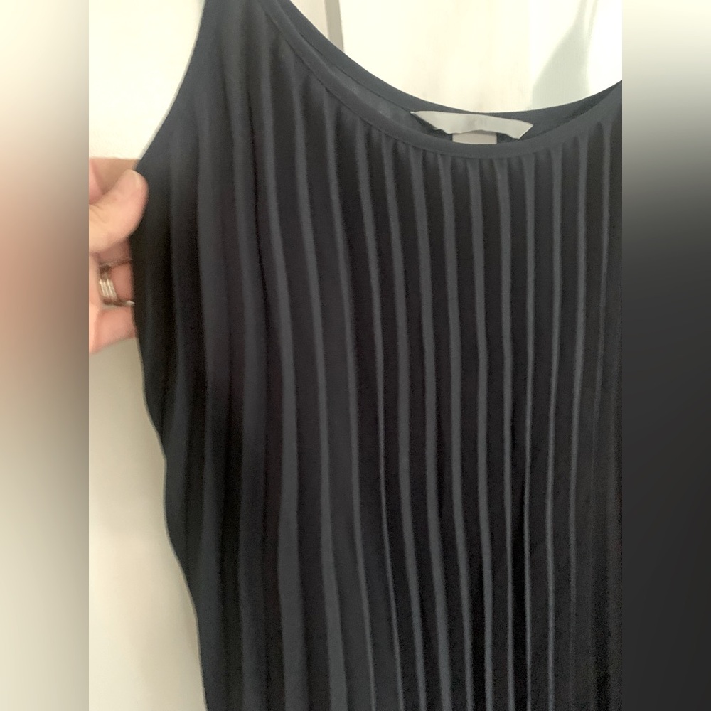 H&M Long Maxi Pleated Spaghetti Strap Dress XS Navy Blue *